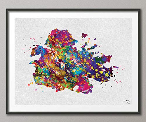 Antigua Map Watercolor Print Caribbean Islands Map Office Wall Art Wedding Gift Honeymoon Gift Map Wall Hanging Travel Gift Wall Decor-470