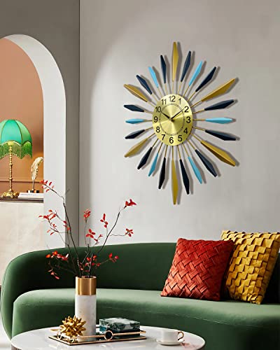 G-Leaf 24 In Large Wall Clock For Living Room Decor, Mid Century Big Wall Clock Silent Battery Operated, Modern Wall Clock For Living Room, Bedroom, Dining Room, Office #TOP5