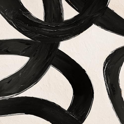 Framed Boho Black and White Brown Modern Abstract Wall Art for Living Room - Image 4