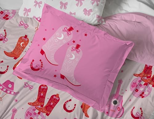 Image of Trend Collector Cowgirl Full Comforter Set 7 Piece Kids Bedding, Pink | Bed in a Bag, Comforter Sheets Shams Pillowcases, Soft Microfiber, Machine Washable Easy Care, Girls Gift