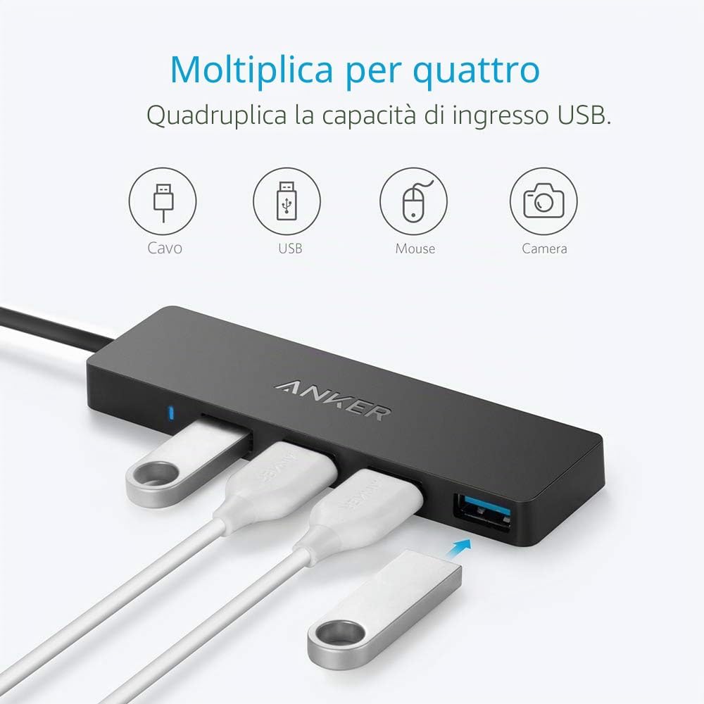 Hub USB 3.0 a 4 Porte per Trasferimento Dati - Hub USB - Immagine 4
