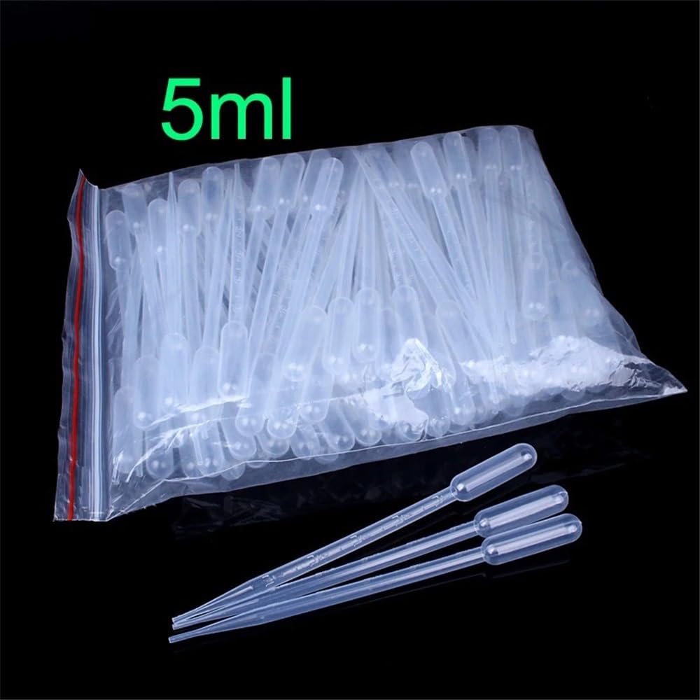 100~1000 pezzi da 5 ml di pipetta di plastica monouso con contagocce trasparente for esperimenti(1000pcs)