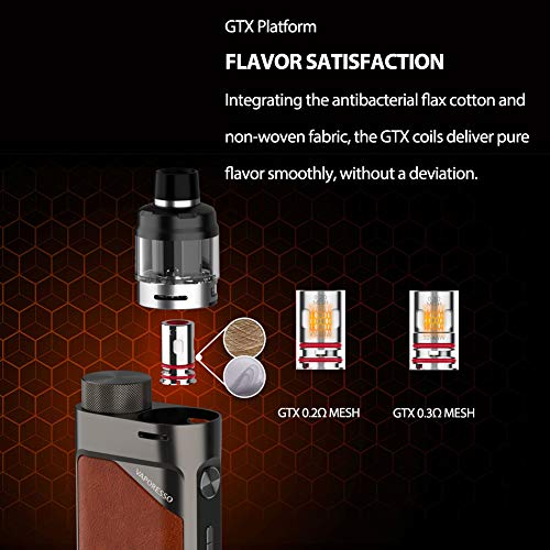 SWAG PX80 Kit (Brick Black) 80W TC, E Cigarette Vape Kit Equipped with 2ml Cartridge Pod, Power by Single 18650 Battery (Excluded), No Nicotine