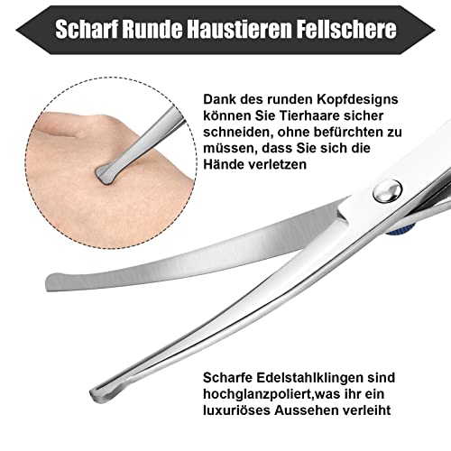 Jostift Hundeschere Set, Fellschere für Hunde und Katzen, Profi Runder Grooming Schere, Blau