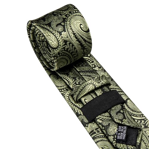 Image of Barry.Wang Men Tie Set Paisley Silk Necktie Pocket Square Cufflinks Formal Wedding Business Party