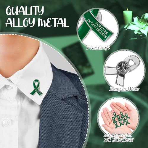 Image of Unittype 60 Set Funeral Ribbon Pins Awareness Lapel Pin | Memorial Pins Remembrance Ribbon Brooch with Prayer Cards Organza Bags for Women Men