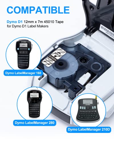 3x Unistar Compatibile Dymo D1 Trasparente 12 mm x...