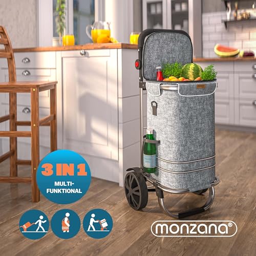 MONZANA® 3in1 Einkaufstrolley 56L bis 50 kg klappbar abnehmbare Tasche Handwagen Einkaufswagen...