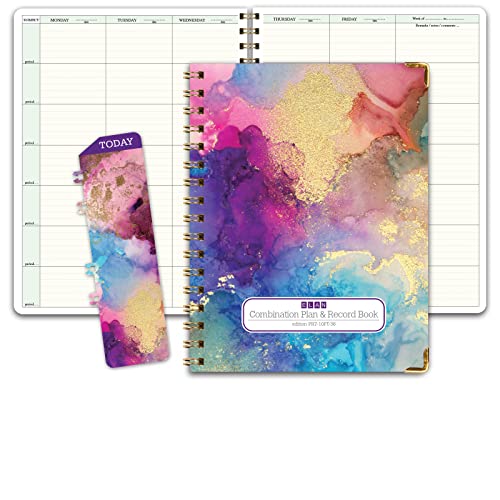 Carnet de notes et plan de cours grand format rigide Elan Publishing marbre doré arc-en-ciel