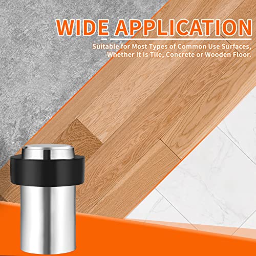 2Pcs Stainless Steel Cylindrical Universal Door Stop, 2-3/8 Inch Brushed Finish Door Stopper With Rubber Bumper – Protects Walls From Door Knob Damage By Tpohh #TOP6
