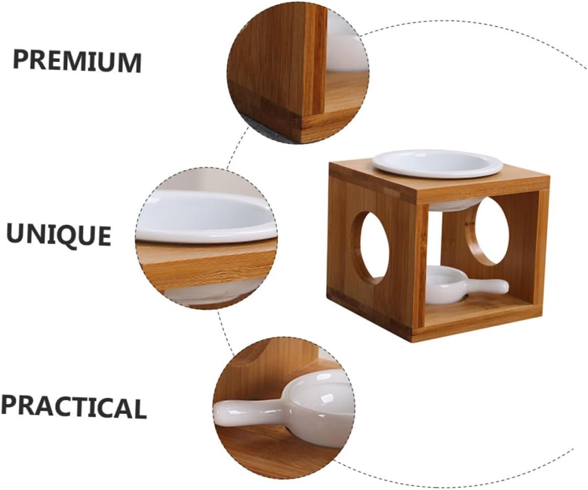 2sets Candlestick Aromatherapy Burner Bamboo Incense Holder Tealight Oil Burner Essential Oil Scented Wax Melt Holder