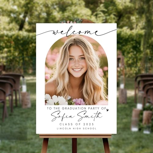 Graduation Party Welcome Sign Template Photo Graduation Welcome Poster Modern Minimalist Graduation Welcome Sign Grad Sign With Picture