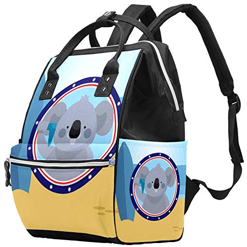 Mochila multifunción, grande para pañales, diseño de koala, para mamá y papá