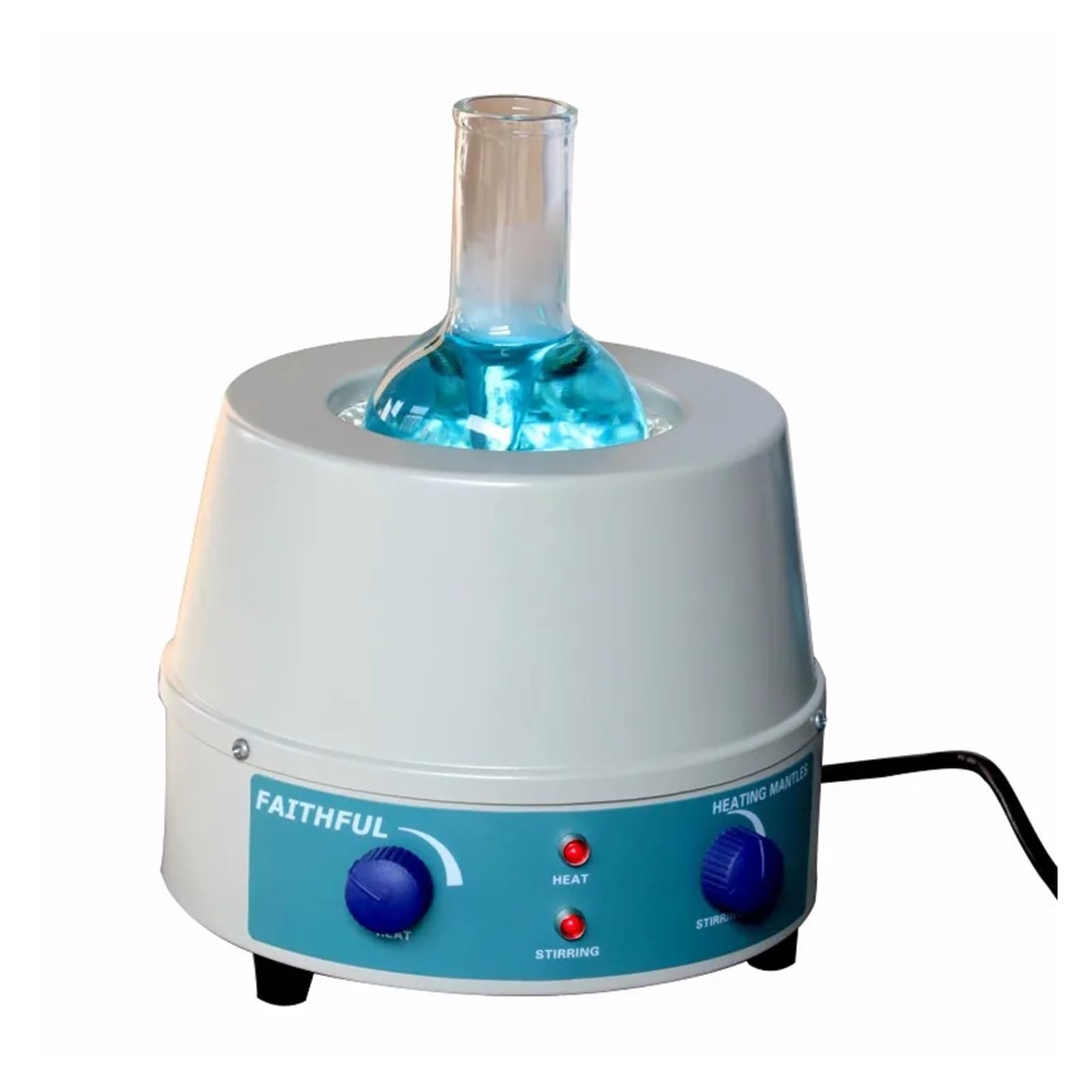 Agitador magnético con manto calefactor 0-1600 rpm y 450 ℃ máx., agitador de laboratorio 100 ml, control digital ahorro energía(500ml)