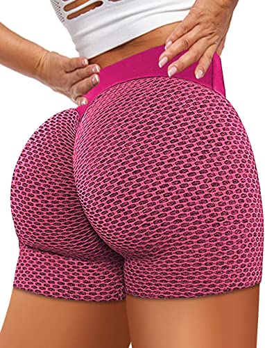 Danysu Booty Shorts for Women Butt Lifting Scrunch Butt Shorts Anti Cellulite Pluz Size Gym Workout Shorts Activewear Pink Large
