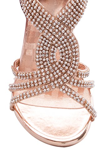 Image of Olivia K Girls' Kids Open Toe Strappy Rhinestone Dress Sandal Low Heel Shoes - Wedding, Dress, Dance, Flower Girl
