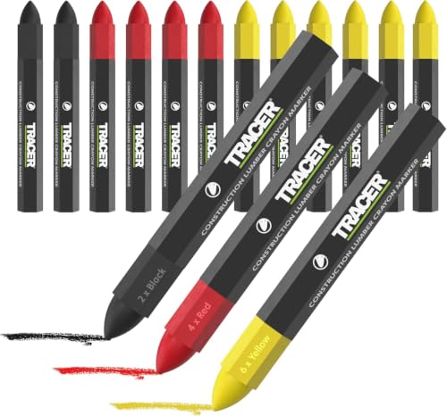 Tracer Lumber Crayon Markers, Pack of 12, Construction Crayon Set