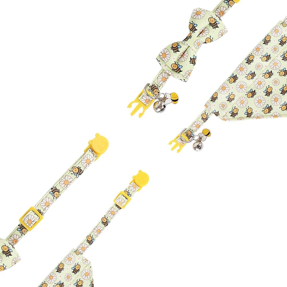 Cat Collar Breakaway with Cute Bow Tie Bandana and Bell Accessories Bee image 3
