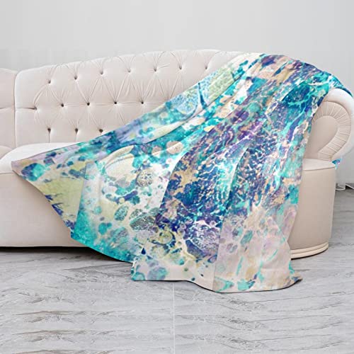 Couverture douce microfibre pour en finir avec le froid sur le canapé, plaid marbre bleu léger - 5