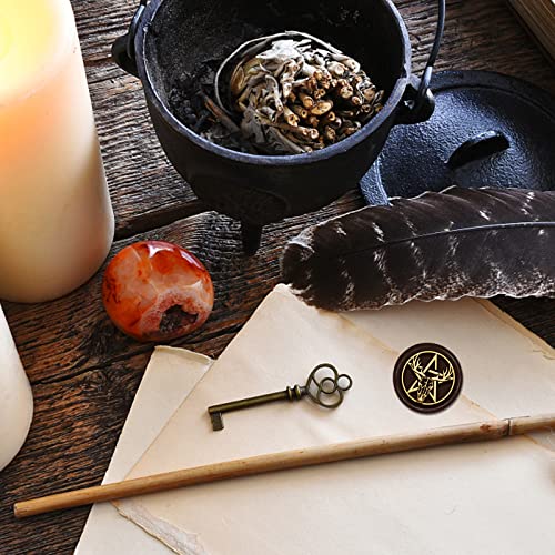 CRASPIRE Deer Skull Wax Seal Stamp Pentagram Sealing Wax Stamp 30mm/1.18inch Removable Brass Head Sealing Stamp with Wooden Handle for Invitations Cards Gift Wrap - Image 4