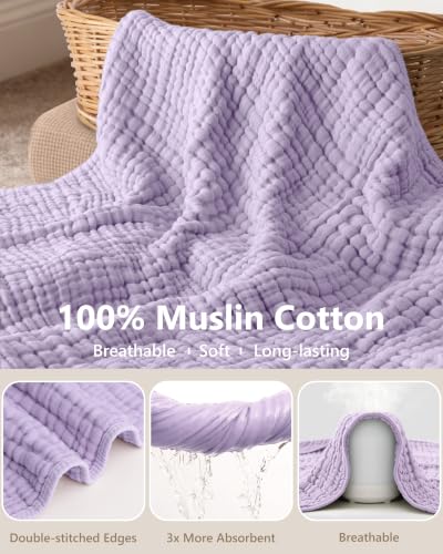 Image of Baby Bath Towels, 100% Muslin Cotton Hooded Baby Towels for Newborn, 2 Pack Baby Towels with Hood for Infant Toddler and Kids, Large 32x32Inch Bath Essentials, Soft and Absorbent