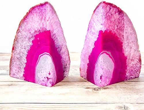 Polished Agate Stone Bookends Pair (Pink, 6-8LBS)