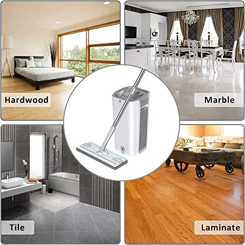 Labstandard Bodenwischer Set mit Mikrofaserpad Wischmop Set mit Eimer und 360 Grad Gelenk für Alle Ecken Wischer mit Einzigartigem Zweikammer-System Flachwischer mit Langer Stiel für Fliesen – Bild 7