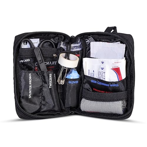 Image of Uncharted Supply Co. First Aid Core - Travel-Size First Aid Kit with 30+ Pieces, Water-Resistant Nylon Pouch, MOLLE Attachment & Labeled Pockets - Compact Emergency Kit for Purse, Locker, Bag