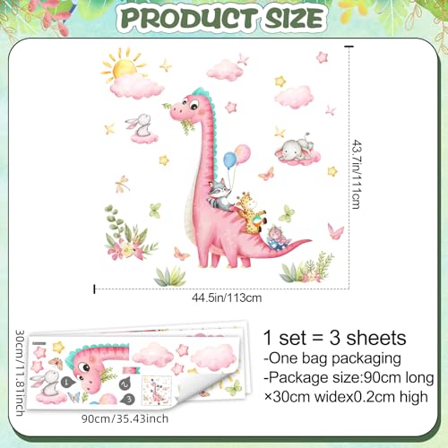 Vinilo decorativo dinosaurio rosa para pared infantil miniatura 4