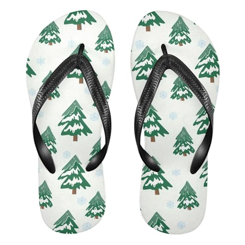 Maple Leaf Sketch Orange Snowflake Green Tree Flip Flops for Beach Thong Sandals Anti-slip Lightweight Beach Shoes for Summer Swim Travel
