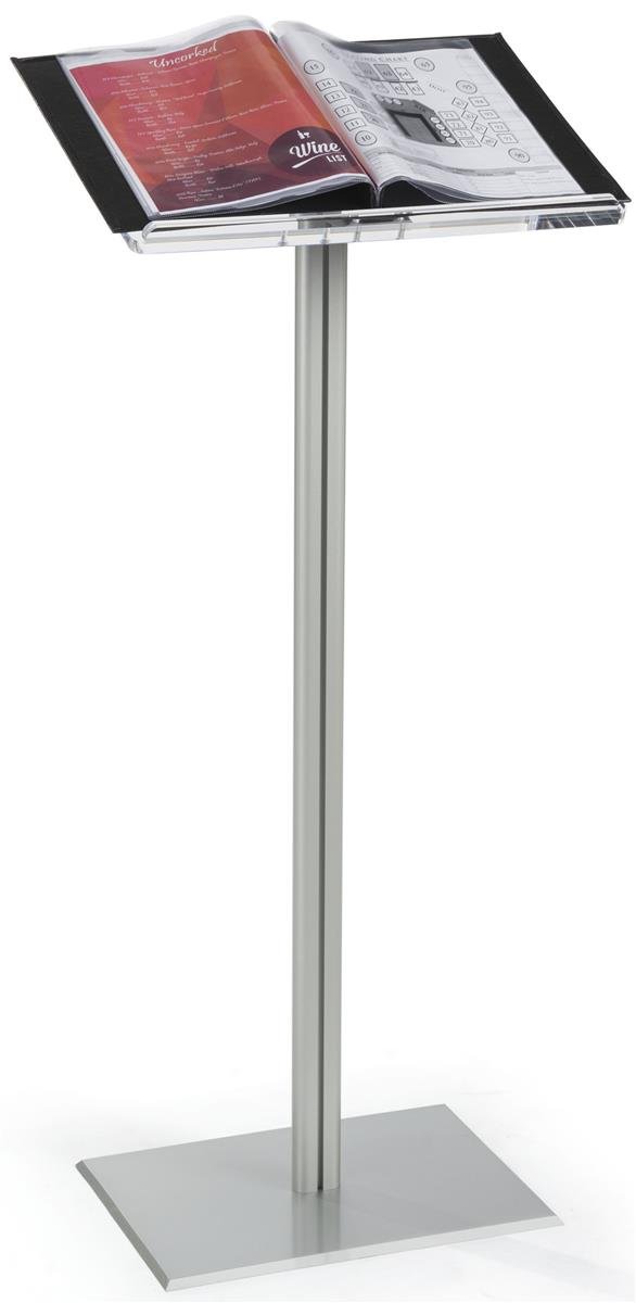 Displays2go CLRLECBNDS Floor Standing Speaking Podium, Slanted Top, Quick Assembly, Silver