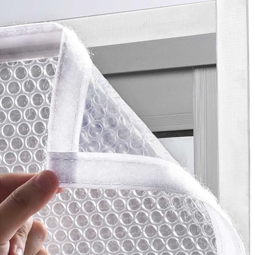 Fenster Isolierfolie Kälteschutz Fensterisolierung Schutz-Vorhang,Wärmeschutzvorhang,Winddichte Staubdichte Fensterisolierung für den Winter,Doppelt Verdickt Luftpolsterfolie (70x200cm)