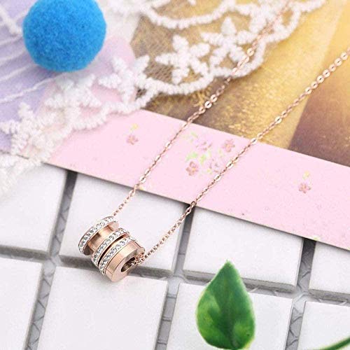 Preisvergleich Produktbild CKAWM Halskette Klassischer Zylindrischer Diamant-Satz Roségold Kurze Schlüsselbeinkette Weiblicher Einfacher Stil