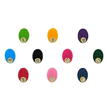 Comet Busters Multicolor Velvet Oval Bindi With Stone (9mm) (BIN1555)