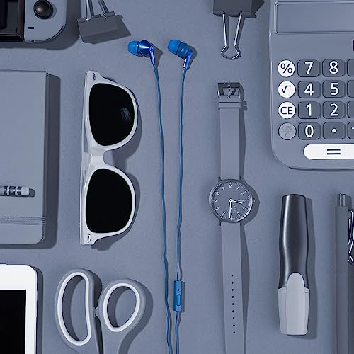 Image of Panasonic ErgoFit Earbud Headphones with Microphone and Call Controller Compatible with iPhone, Android and BlackBerry - RP-TCM125-AA - in-Ear (Metallic Blue), S /M /L Included
