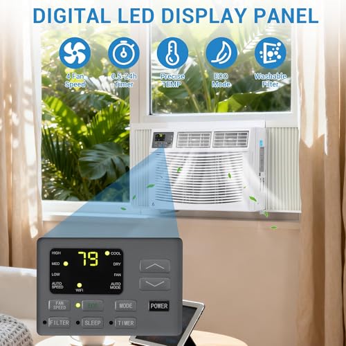 Image of 12000 BTU Window Air Conditioner, 3-in-1 AC Unit for Bedroom /Large Room (Up to 550 Sq. Ft.), Quiet & Energy Saving Window AC with Remote, 24H Timer, Installation Kit Included