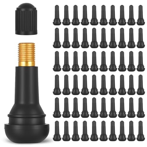 60 PcsValve Pneu Voiture TR414, Universal Inserts de Valve Tubeless Auto, Pneu Valve Tige Capuchon en Caoutchouc Snap-in Pneu Tubeless pour Voiture Moto...