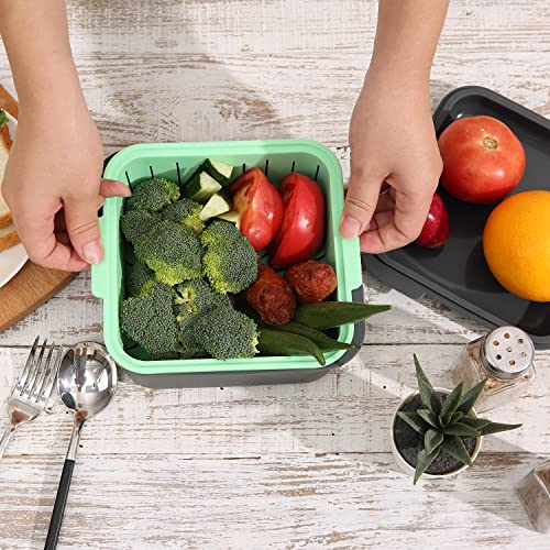 Microwave Steamer Cookware For Vegetables Or Prep Meal Steam Fresh With Removable Strainer 1.35L, Silicone Bpa Free Multifunctional Steamer Bowl Basket Food Container, 6X6X3 Inchs For 1-2 People #TOP4