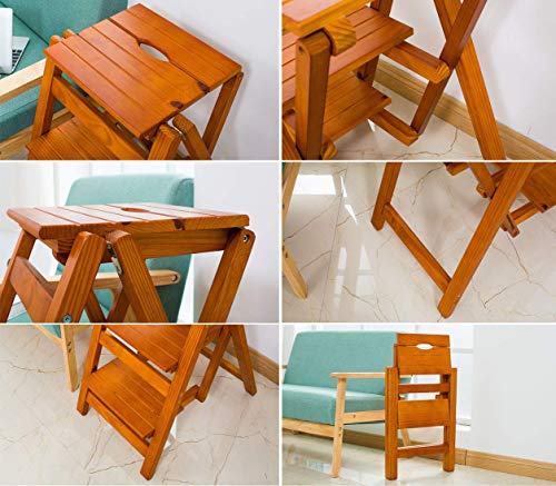 Taburete escalera de madera natural con 3 escalones y 150 kg de carga 7