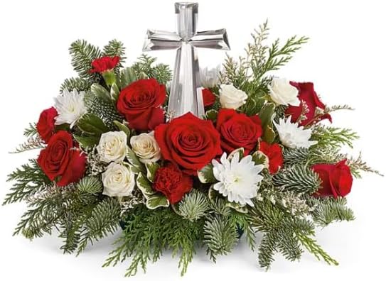 The Shopstation Funeral Cross - White Carnations, Waxflowers, Roses - Same Day Funeral Flower Arrangement - Send Condolence Flowers Today