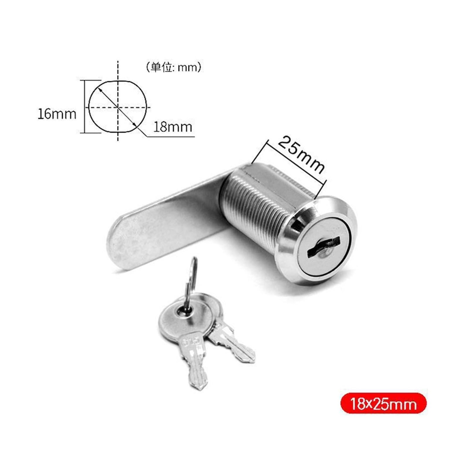 Cerradura para gabinete 4 juegos de cerradura, puerta, barril, cajón, gabinete, buzón correo, armario for cerraduras muebles seguridad, 16/20/25/30mm con 2 llaves(25mm)