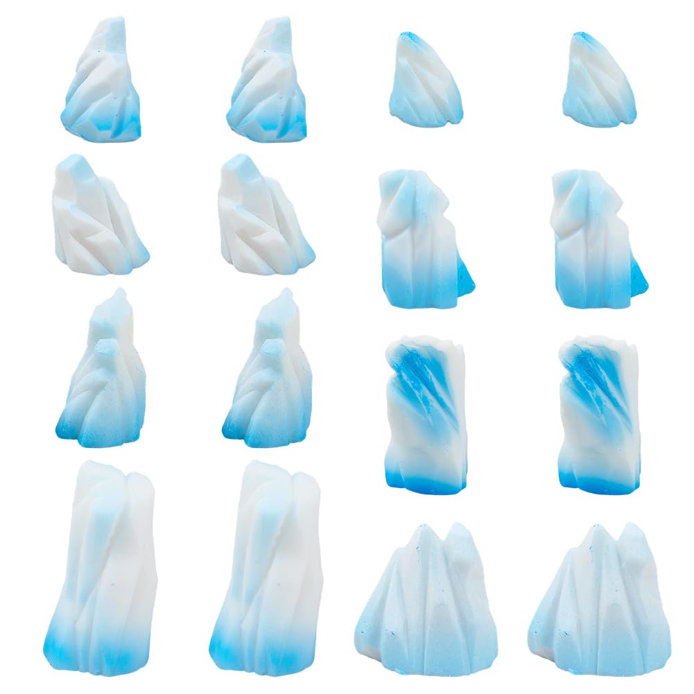 SUPERFINDINGS 16Pcs 8 Styles Mini Snow Mountain Aquarium Ice Mountains Decoration Resin Underwater Iceberg Ornament Fish Tank Landscaping Safe Winter Wonderland Themed Display
