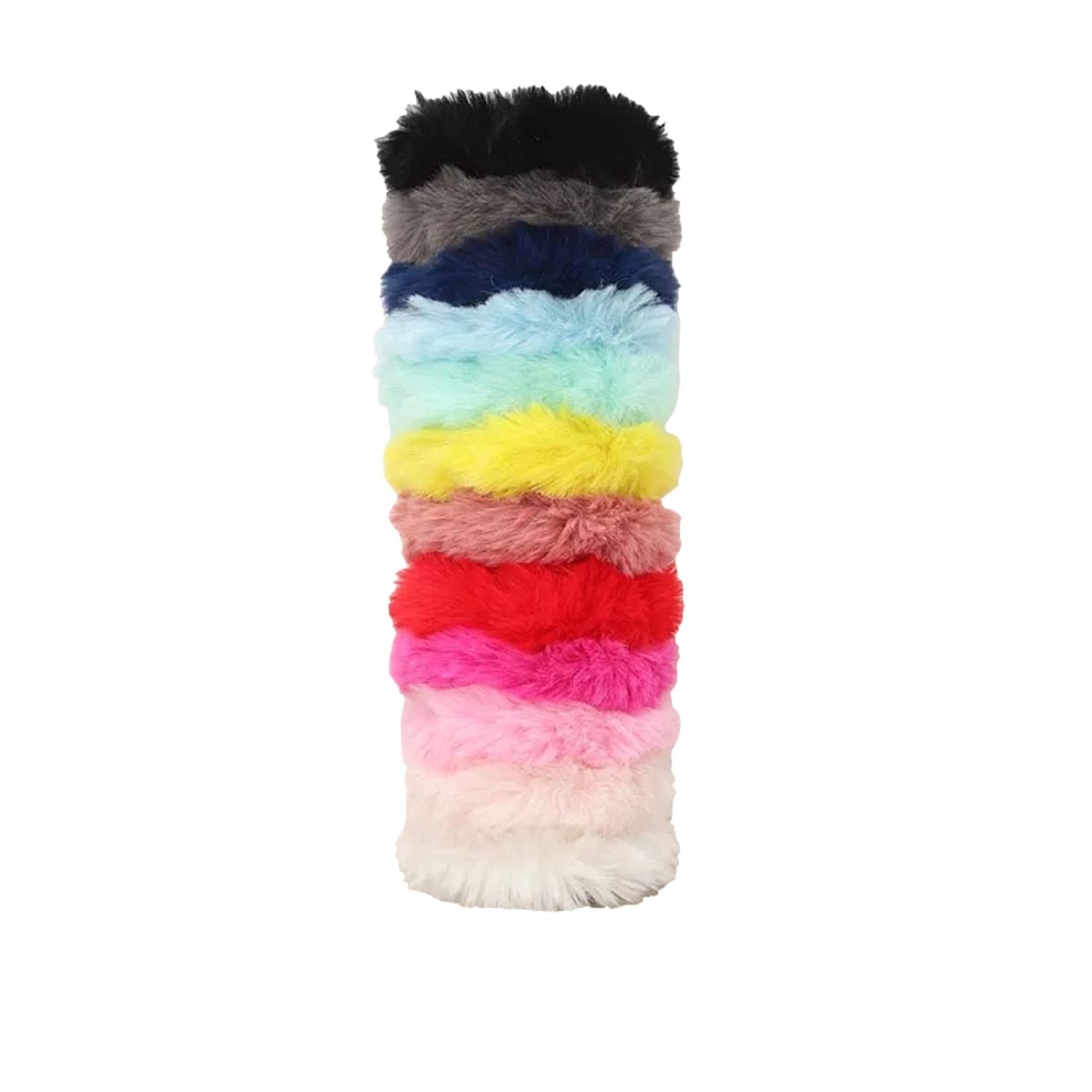 Fluffy Scrunchies Soft Fur Elastic Multicolour Hair Rubber Bands for Kids Girls Women (Pack of 5)-image-32
