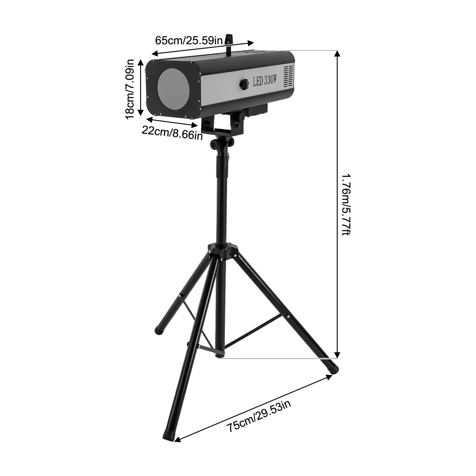 Faro da palcoscenico da 330 W, con treppiede, 6 colori regolabili, faro a LED con apertura regolabile, luci professionali per stazioni TV, teatro