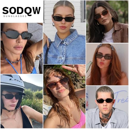 SODQW Rectangle Sunglasses for Women Designer Vintage Small Retro 90s Ladies Shades UV Protection2