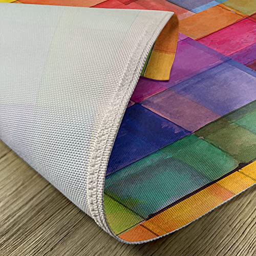 Ambesonne Abstract Place Mats Set Of 4, Rainbow Colored Geometric Square Shaped Blurry Effects Watercolor Design, Washable Fabric Placemats For Dining Table, Standard Size, Multicolor #TOP4
