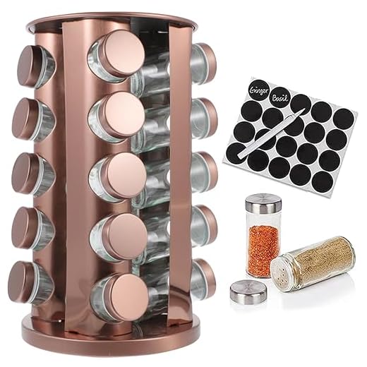 PORTA TEMPEROS CONDIMENTOS ARREDONDADO AÇO INOX 20 POTES (Ouro Luxo)