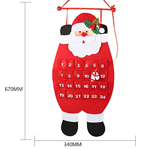 D-FantiX 3D Santa a Tissu Le Calendriers de l'Avent, Compte À Rebours pour Les Calendriers pour Noël, Décorer la Maison, Rouge et Blanc – Image 5