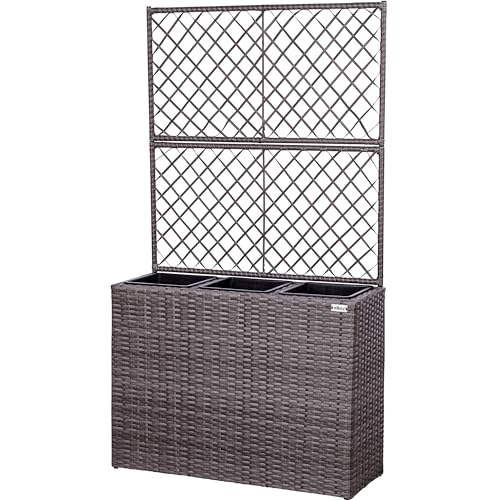 STILISTA® Blumentopf aus Polyrattan mit 2 Rankgittern und 3...