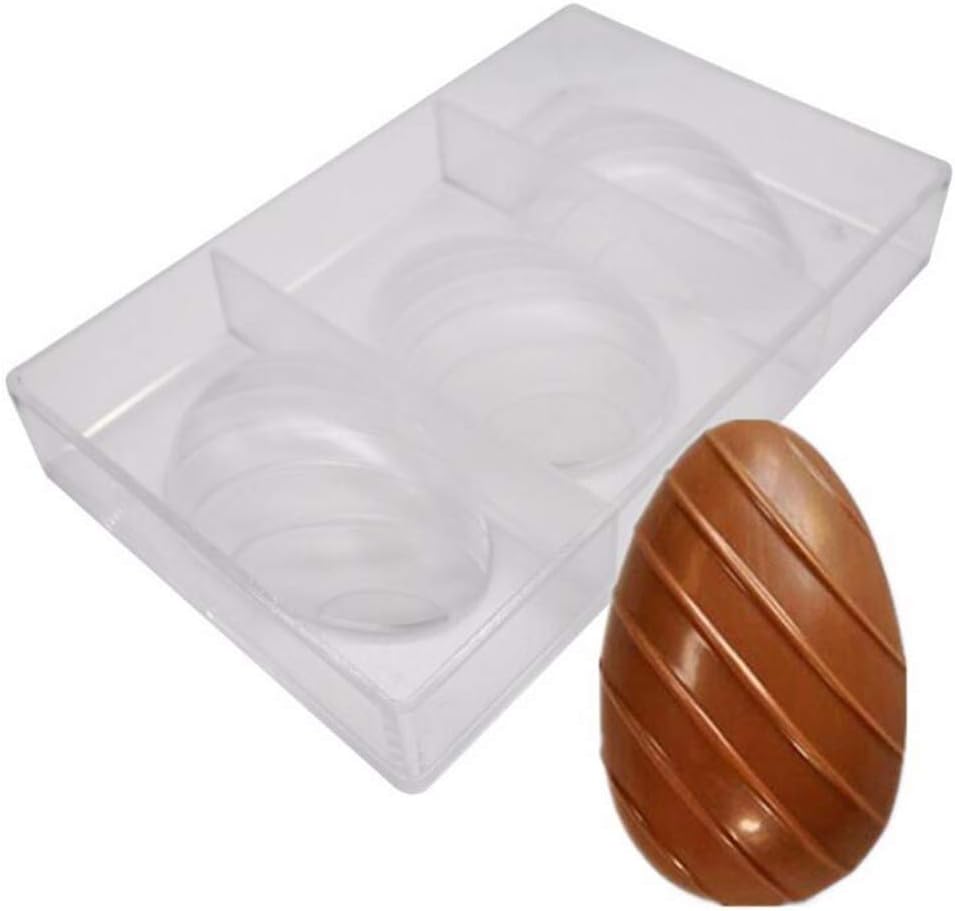 3 Holes Easter Egg Polycarbonate Chocolate Mold Clear Diamond Egg Mould DIY Handmade Maker Ice Making Tray Bakeware Confectionery Cake Mould Baking Dish Kitchen Supplies - 27 x13.5 x 2.4cm